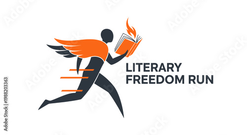 Dynamic Logo Symbolizing Literary Freedom and Inspiration