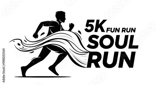 Dynamic Silhouette Runner Capturing the Energy of a 5k Fun Run Race Event