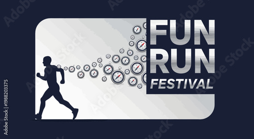 Dynamic Silhouette Runner Embarking On A Time Expedition Event