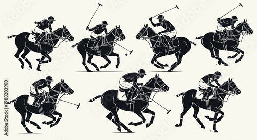 Dynamic Polo Match Depiction Featuring Equine Athletes And Competitive Riders In Action