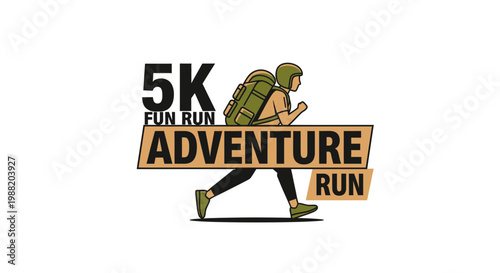 Energetic Adventure Race Logo Featuring Runner And Expedition Gear Illustration