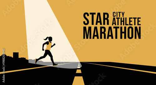 Energetic City Marathon Runner Illuminated Against a Unique Artistic Background