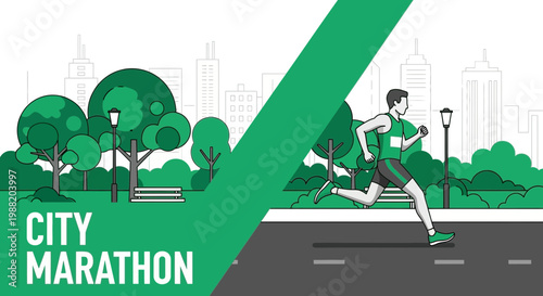 Energetic City Marathon Runner In A Competitive Race Against Time In The Urban Landscape