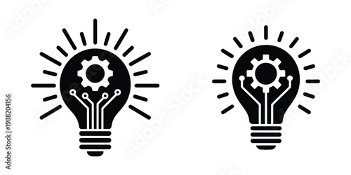 Creative idea concept: light bulb with gear and circuit board, symbolizing innovation, technology, and engineering solutions.