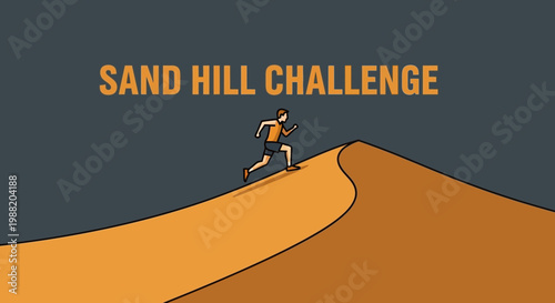 Energetic Athlete Conquering Sand Dune Challenge Illustrating Determination and Endurance