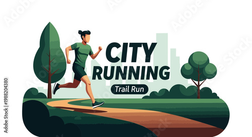 Energetic City Runner on Trail Representing Fitness and Urban Outdoor Activities