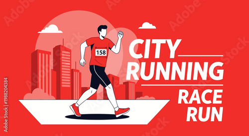 Energetic City Runner Races In Urban Environment For Exciting Marathon Competition