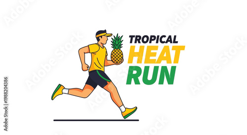 Energetic Athlete Embraces Tropical Heat: A Fruitful Run Adventure Begins Today