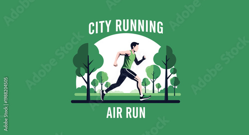 Energetic City Runner Sprinting Through Park With Graphics And Air Run Typography Image