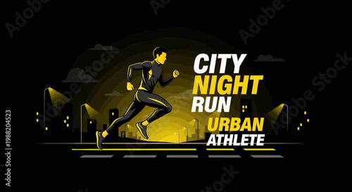 Energetic City Runner Sprinting Through the Urban Landscape During Evening Hours