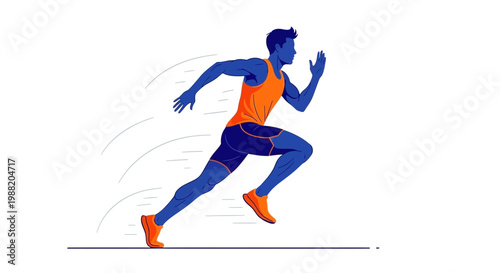 Energetic Athlete in Motion: A Vibrant Depiction of Sprinting and Speed