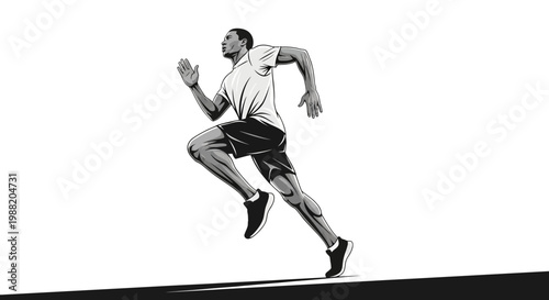Dynamic Runner In Full Stride Athletic Motion Illustration