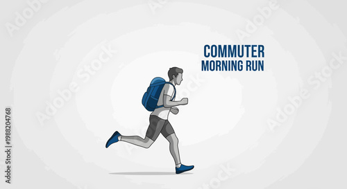 Energetic Commuter Morning Run Depicted In A Graphic, Representing Daily Routine
