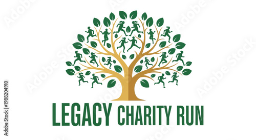 Dynamic Tree of Runners Symbolizing Community And Fitness In Charity Events