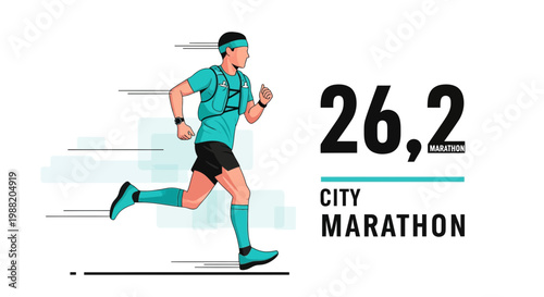 Energetic Runner Approaching Victory in a Thrilling City Marathon Race