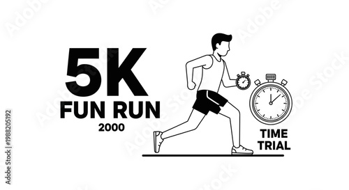 Energetic Athlete Participating In A 5k Fun Run Against The Clock To Achieve A High Score