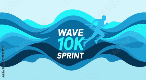 Dynamic Wave 10k Sprint Illustration Featuring A Running Silhouette