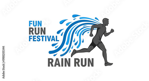 Energetic Athlete Participating In a Fun Run Festival With Water Effect Design