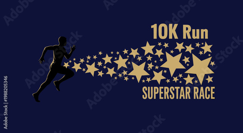 Elite Runner Racing Towards a Celestial Finish Line at the 10K Superstar Race Event