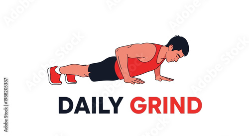 Energetic Athlete Performs Push-ups, Demonstrating Fitness and Daily Grit, White Background