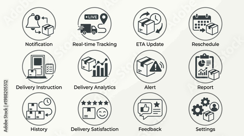 Logistics and Delivery Service Icons Set.