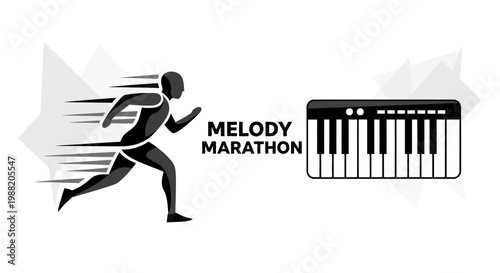 Energetic Athlete Races Towards Music Symbolizing Melody Marathon Concept