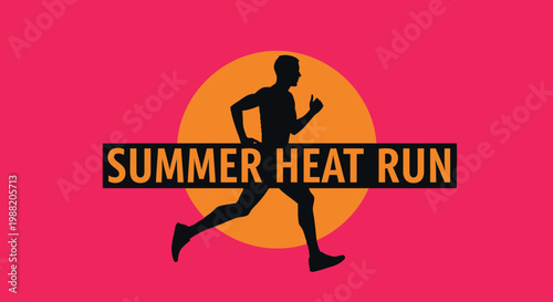 Energetic Runner Silhouetted During a Summer Run Against Sunset Background Celebration