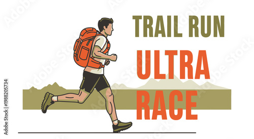 Energetic Runner Embarks on Ultra Trail Race Adventure Depicting Determination and Endurance