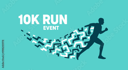 Energetic Runner Silhouetted in Motion for a 10K Run Event Design