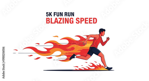 Energetic Runner Engulfed In Flames Illustrating Speed And Determination In The Race