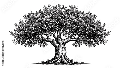 Ancient olive tree drawing