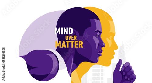 Empowering Mind Over Matter Concept With Stylized Human Silhouettes