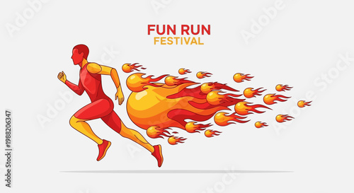 Energetic Runner Ignited in a Fiery Burst Representing Speed and Competitive Spirit