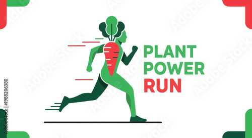 Energetic Runner Illustrates Plant-Based Fitness and Dietary Fuel for Health and Wellness
