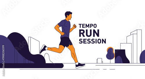 Energetic Runner In Action Depicted As A Colorful Illustration Against City Background