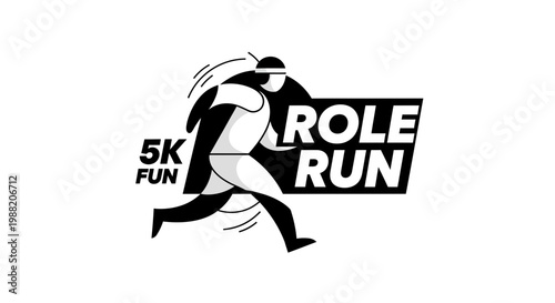 Energetic Illustration Depicting a 5K Run With The Words 5K Fun and Role Run
