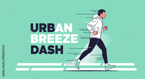 Energetic Urban Runner Concept: Illustrative Sprinting Visualization of City Lifestyle