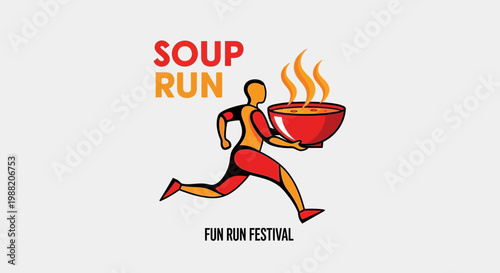 Energetic Illustration Depicting A Soup Run Emblem For A Festive Fundraising Marathon