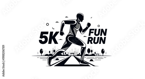 Energetic Athlete Sprinting Towards Fun and Fitness in a 5K Fun Run Event Illustration