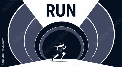 Energetic Athlete Sprinting Towards Goal Represents Physical Fitness and Endurance