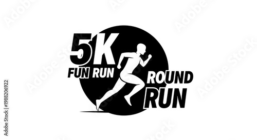 Energetic Illustration for a Fun Run Event Depicting Distance in Silhouette Form
