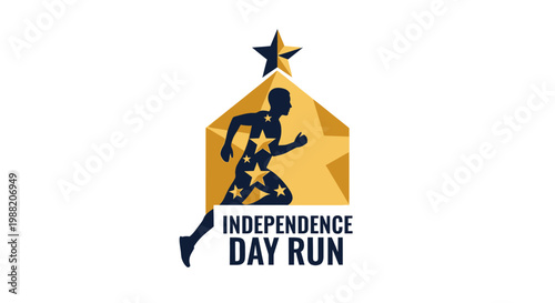 Energetic Independence Day Run Competition Emblem With Star Accents