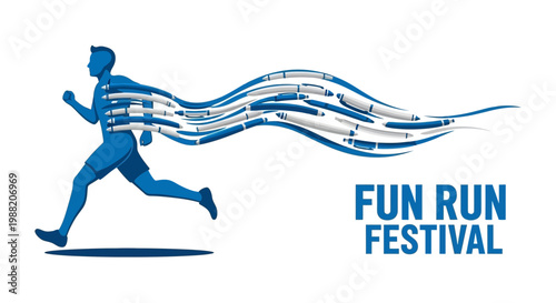 Energetic Runner With Crayons Trail Inspiring Fun Run Festival Event