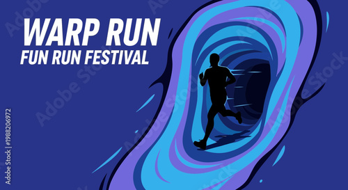 Energetic Warp Run Fun Run Festival Celebration Poster for Sporting Events or Contests