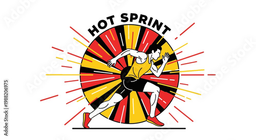 Energetic Athlete Sprinting Towards Victory with A Bold, Dynamic and Radiant Visual Display