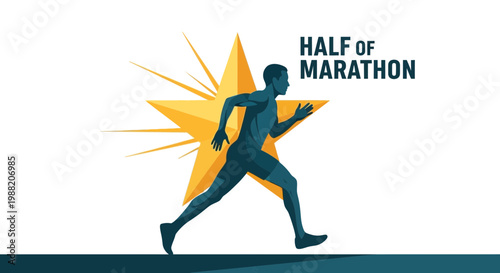Energetic Athlete Sprinting Towards Victory in Half Marathon Celebration