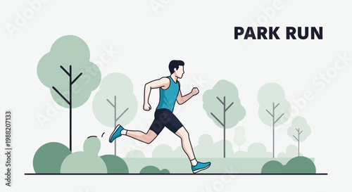 Energetic Athlete Strides Through Natural Park, Embracing Fitness and Recreational Pursuit