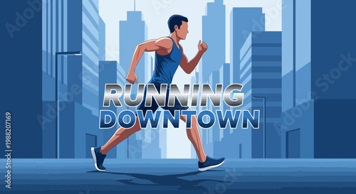 Energetic Athlete Striding In Urban Landscape Depicting Active Lifestyle And Fitness