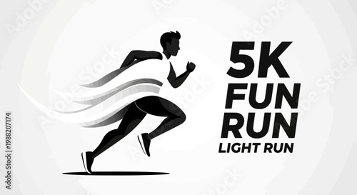 Energetic Runner In Motion Participating In A 5k Fun Run Event Activity