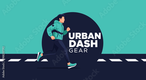 Energetic Male Runner in Urban Setting Depicting Speed and Modern Athleticism